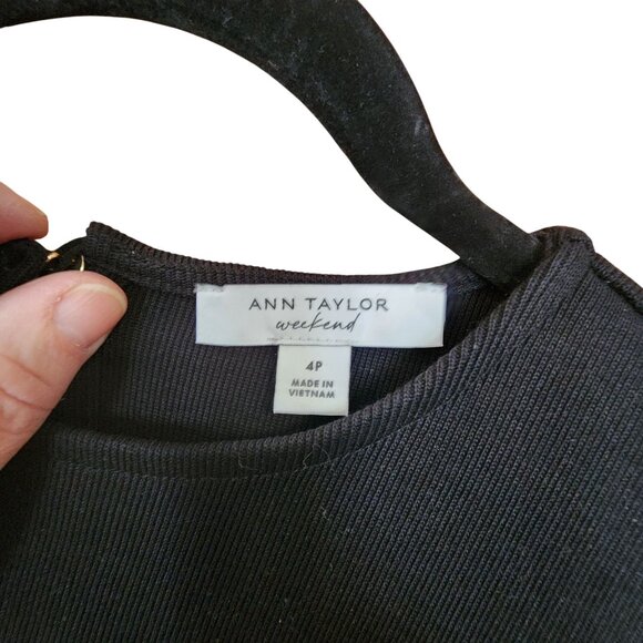 Ann Taylor Weekend Black Petite Belted Mock Neck Dress Womens Size Petite Small - Picture 3 of 5